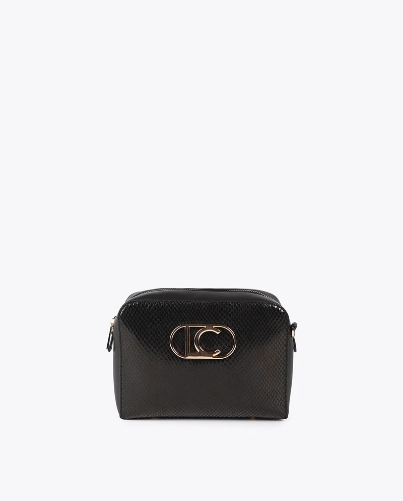 Lola Casademunt Oval LC Logo Snake Effect Crossbody Bag