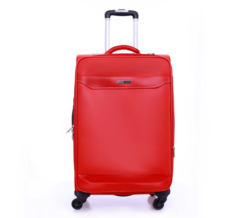 PARAJOHN PU  Leather Material Extra Durable Rugged Built 3-Piece Hardsided Luggage Set | 4-Wheel Spinner Trolley | Small (10kg), Medium (20kg), Large (30kg) - Red