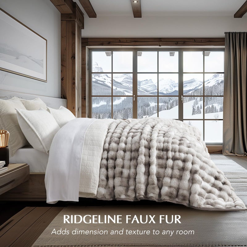 EverGrace Ultra Soft Luxury Fluffy Faux Rabbit Fur Throw Blanket, Thick Warm Bubble Throw for Bed, Cozy Plush Reversible Blankets for Couch, Chair, Sofa, Light Grey, 80x90 Inches - Image 2