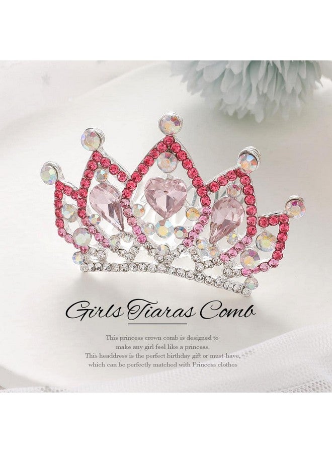 كيلشي مشط تاج الأميرة كيلشي، مشط شعر صغير مرصع بأحجار الراين لحفلات أعياد الميلاد وحفلات التخرج، عصابة رأس للأطفال (وردي) - Image 3
