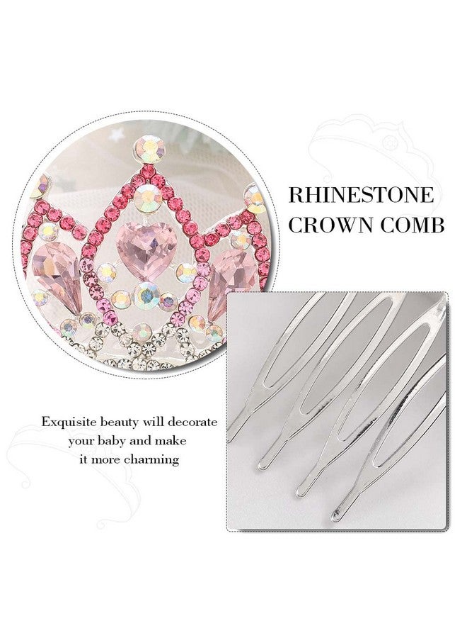 كيلشي مشط تاج الأميرة كيلشي، مشط شعر صغير مرصع بأحجار الراين لحفلات أعياد الميلاد وحفلات التخرج، عصابة رأس للأطفال (وردي) - Image 4