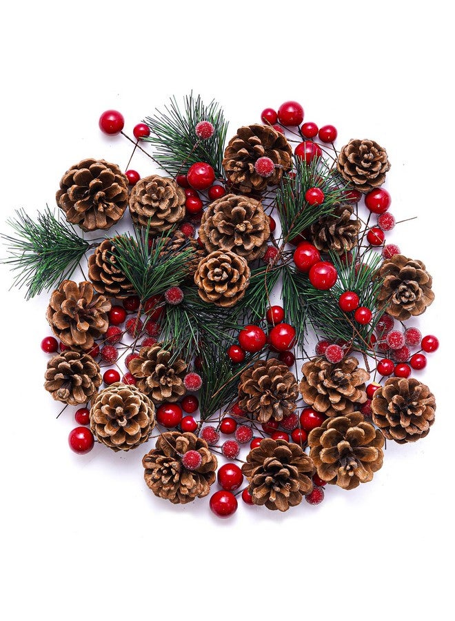 cnomg 150pcs Artificial Pine Cones Pine Branch Set Fake Natural Pinecones Acorns Red Berries Christmas Decor Ornaments for Home Winter Decorations - Image 1