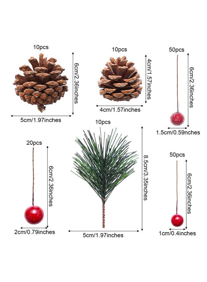 cnomg 150pcs Artificial Pine Cones Pine Branch Set Fake Natural Pinecones Acorns Red Berries Christmas Decor Ornaments for Home Winter Decorations - Image 2
