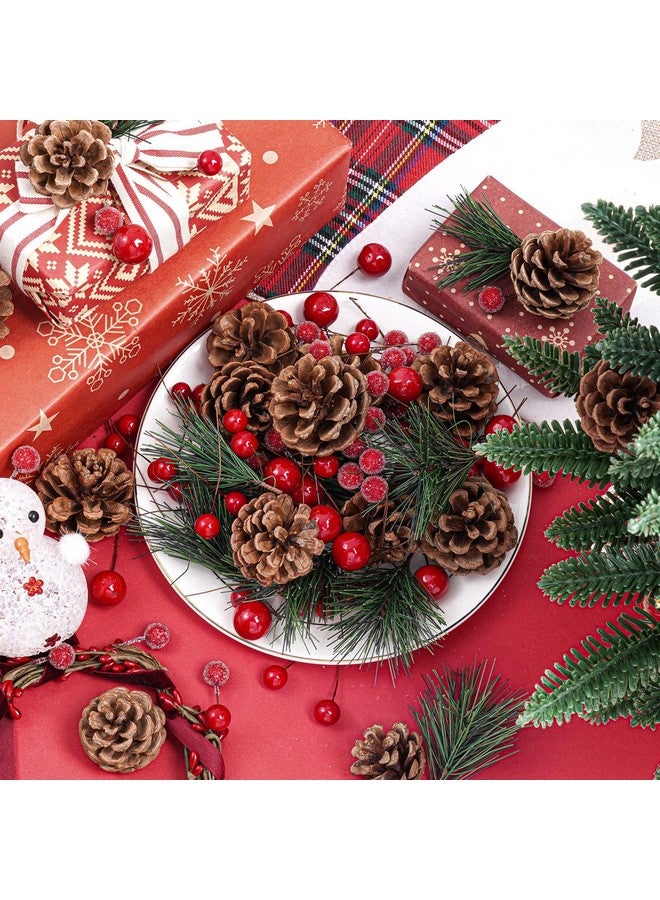 cnomg 150pcs Artificial Pine Cones Pine Branch Set Fake Natural Pinecones Acorns Red Berries Christmas Decor Ornaments for Home Winter Decorations - Image 4