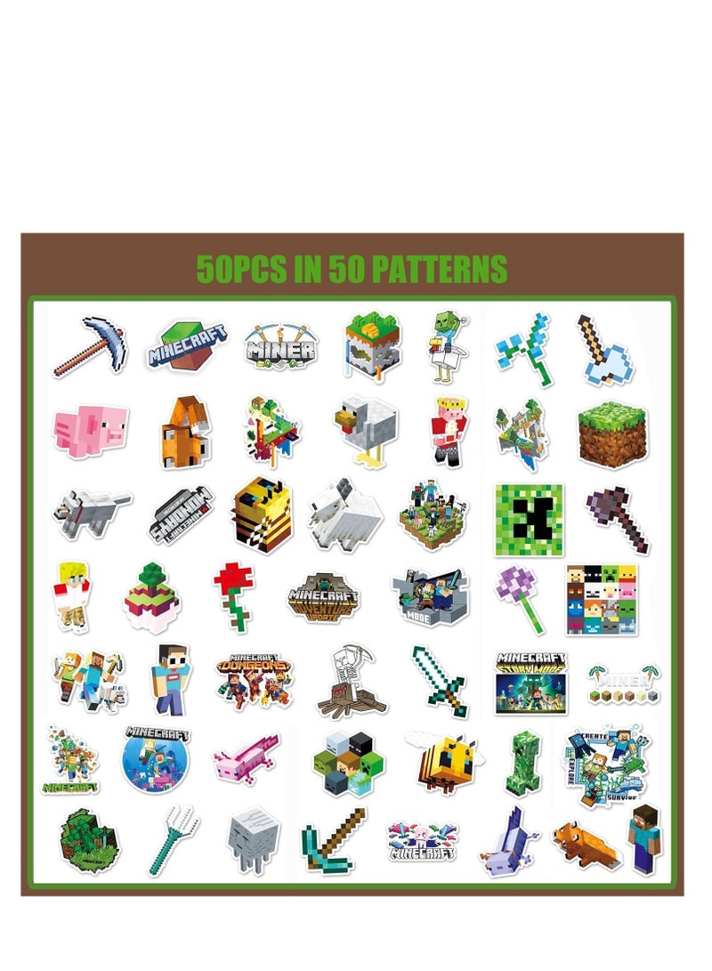 AirYoung 50 Pieces My World Stickers Decals Set for Kids Adults, Waterproof Pixel Miner Crafting Gaming Stickers for Kid Game Reward,Water Bottles, Laptop Decor,Video Game Themed Party Favor Supplies - Image 3