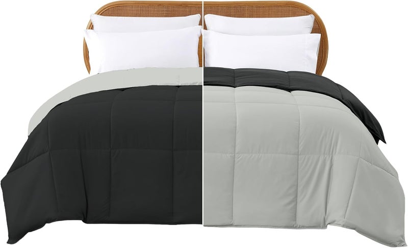 Modern Threads Down Alternative Reversible Comforter Black/Silver Twin - Image 1