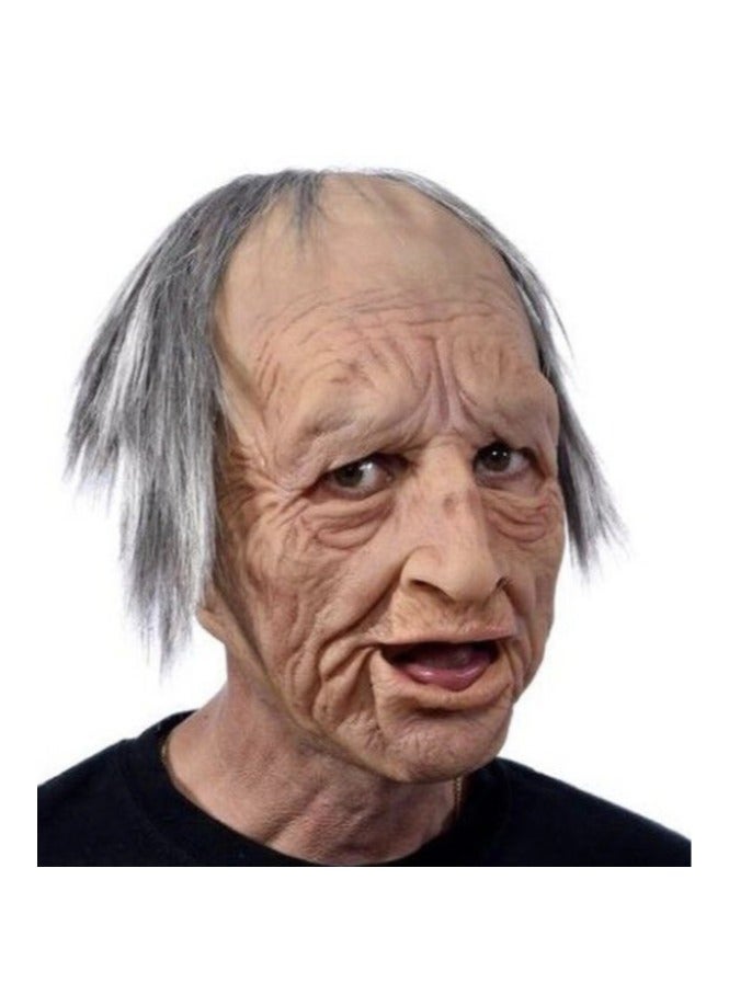 Old Men Mask Realistic Human Wrinkle Face Grandpa Mask Bald Man cosplay Halloween Costume Props - Image 1