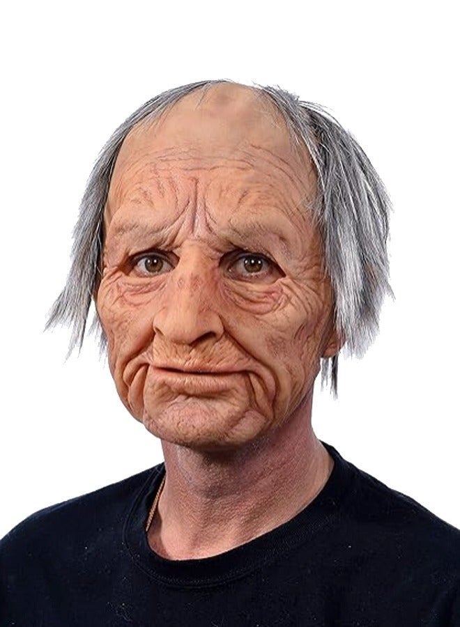 Old Men Mask Realistic Human Wrinkle Face Grandpa Mask Bald Man cosplay Halloween Costume Props - Image 5