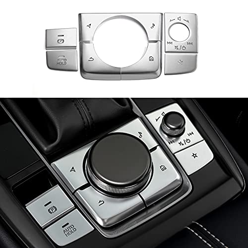 ANFOKAS 8pcs Compatible with Mazda 3 CX-30 CX-50 Accessories 2025 2024 2023 2022 2021 2020 Car Center Console Cover Gears Gear Panel Gear Shift Knob Button Cover Trims -Silver - Image 1