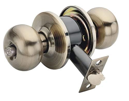 Met Craft SS304 Bathroom Door Knob Lock - Without Key (Keyless) Cylindrical Lock for Bathroom/Balcony/Tubular Door Knob/Handle (Antique Brass, 70 mm Backset) - Image 2