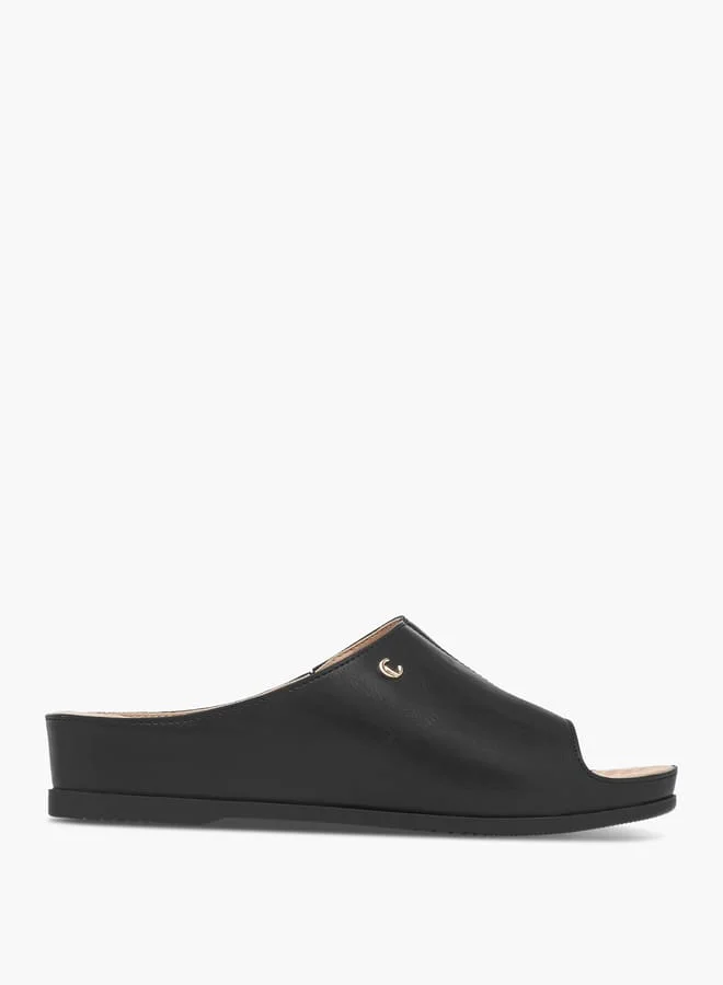 Women's Solid Peep Toe Slip-On Sandals