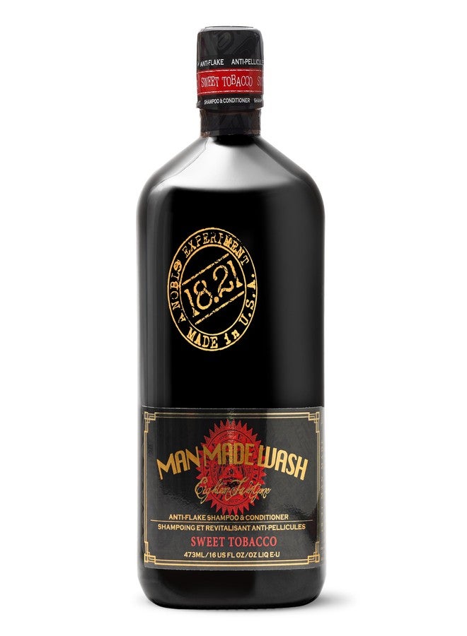 18.21 مان مايد 18.21 شامبو وبلسم مان ميد مضاد للقشرة 2 في 1 برائحة التبغ الحلو: تنظيف مرطب يساعد على علاج جفاف فروة الرأس وحكتها وتقشرها - Image 1