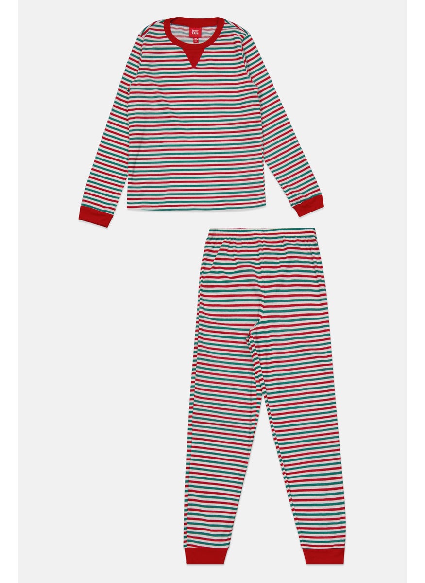Family PJs Kids Boy 2 Pieces Textured Pajama Set, White  - Image 1