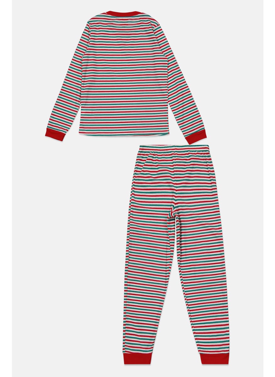 Family PJs Kids Boy 2 Pieces Textured Pajama Set, White  - Image 2