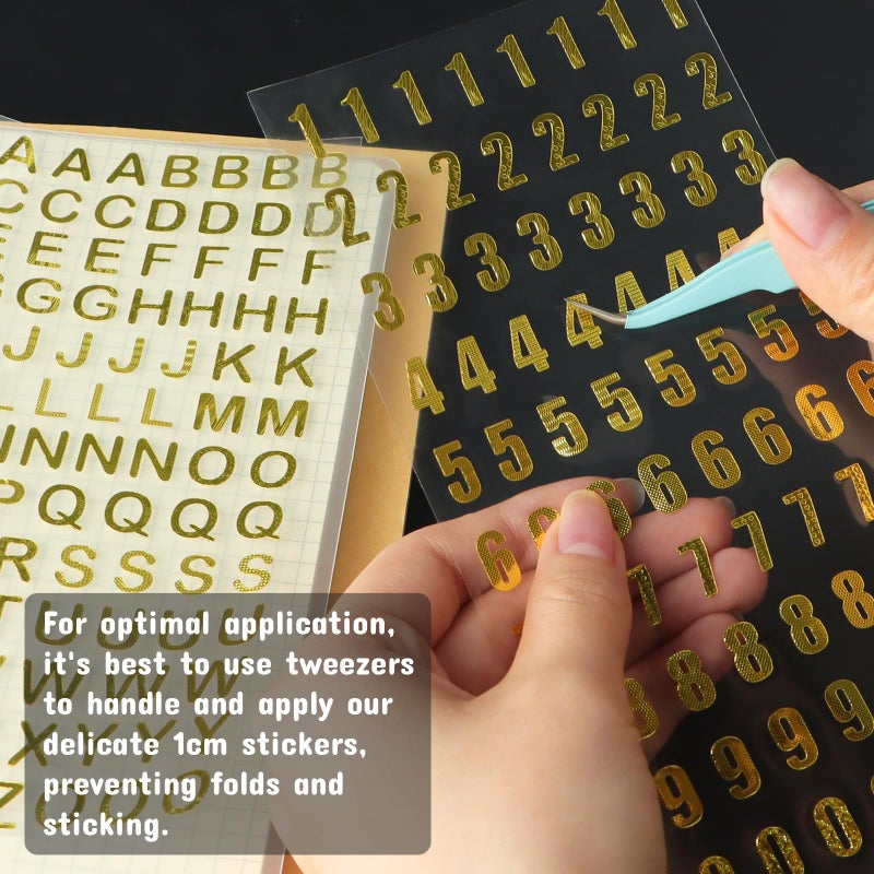Aixoom 7 Sheets Gold Number Stickers Small Gold Glitter Number Sticker Self Adhesive for Graduation Cap Decoration Gift Scrapbooks Greeting Cards Arts Craft - Image 4