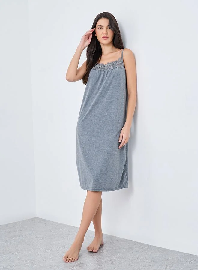 ستايلي Styli Lace Yoke Slip Dress