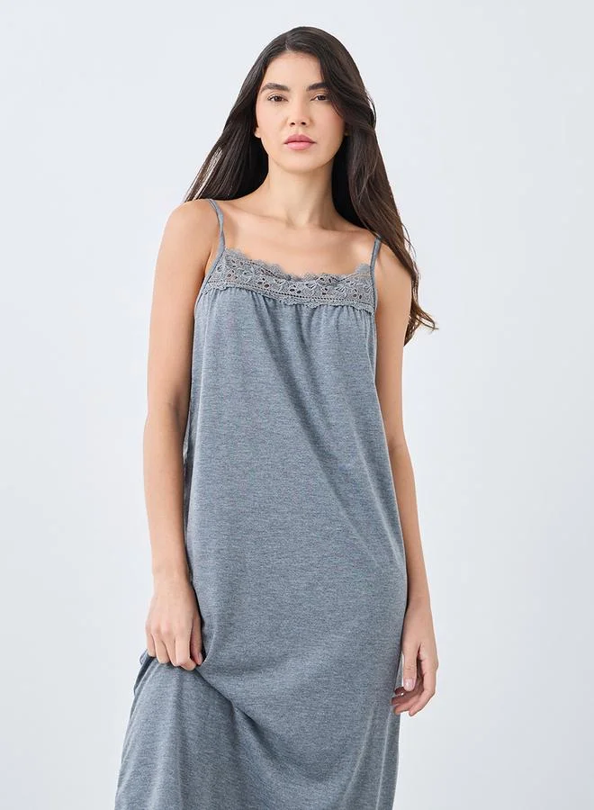 ستايلي Styli Lace Yoke Slip Dress