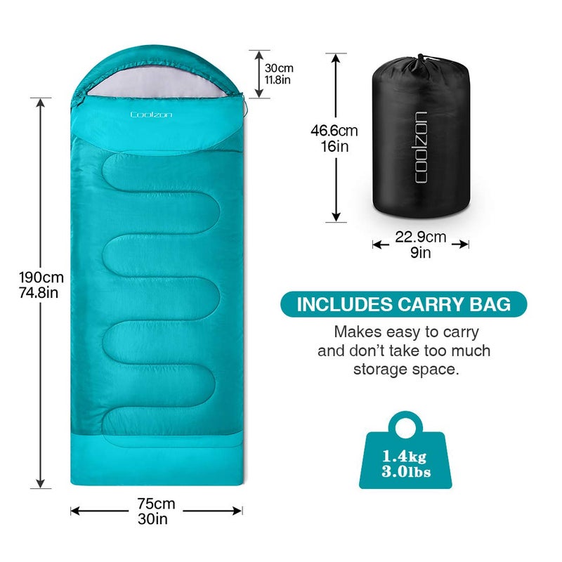 Coolzon Lightweight Backpacking Sleeping Bag for Adults Boys and Girls, Cold Weather Kids Sleeping Bag for All Season Hiking & Camping - Image 2
