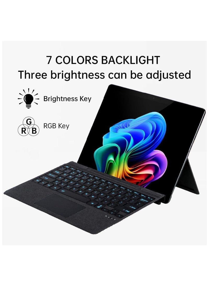 General Arabic and English Keyboard for Microsoft Surface Pro 11 X 10 9 8 7 color Keycap Alphabet Backlit Bluetooth Wireless Removable Keyboard with Magnetic Pen Slot  - Image 2