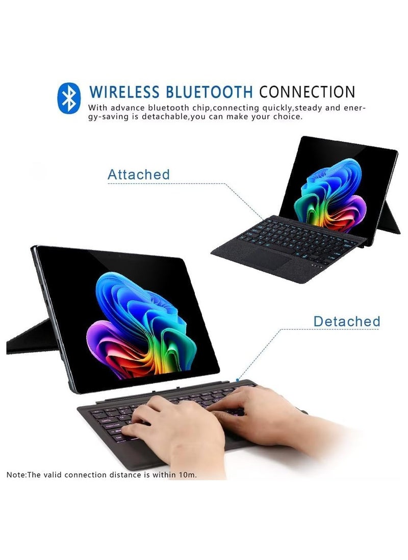 General Arabic and English Keyboard for Microsoft Surface Pro 11 X 10 9 8 7 color Keycap Alphabet Backlit Bluetooth Wireless Removable Keyboard with Magnetic Pen Slot  - Image 3