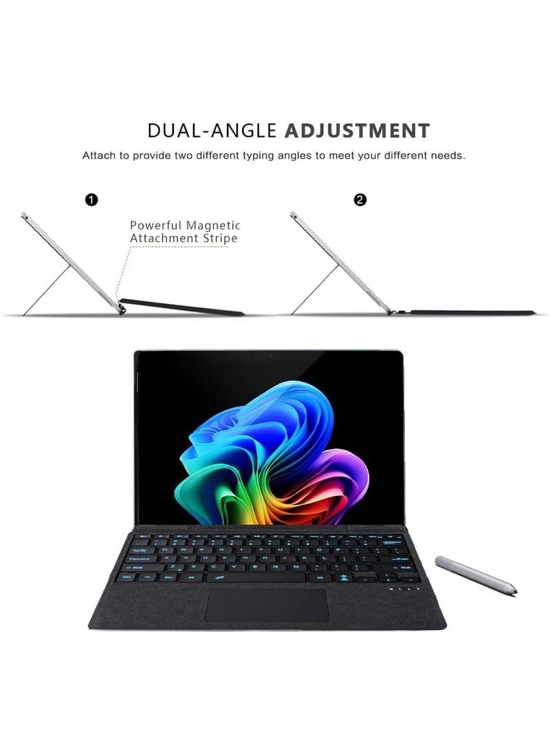 General Arabic and English Keyboard for Microsoft Surface Pro 11 X 10 9 8 7 color Keycap Alphabet Backlit Bluetooth Wireless Removable Keyboard with Magnetic Pen Slot  - Image 4