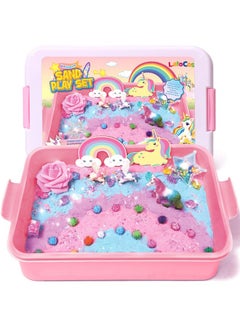 G.C Unicorn Sensory Bin For Girl Kid Toy, Play Sand Art Kit 108Pcs With Sandbox, 2Lb Color Sand, 6 Castle Molds, Unicorn Tactile Sensory Toy Christmas Birthday Gift For Girl Toddler Ages 3 4 5 6 7 8  - Image 2