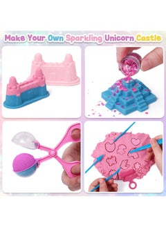 G.C Unicorn Sensory Bin For Girl Kid Toy, Play Sand Art Kit 108Pcs With Sandbox, 2Lb Color Sand, 6 Castle Molds, Unicorn Tactile Sensory Toy Christmas Birthday Gift For Girl Toddler Ages 3 4 5 6 7 8  - Image 3