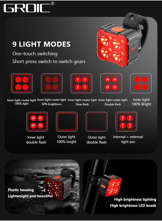 Bike Lights for Night Riding Bicycle Headlight and Taillight Set Accessories, Rechargeable Bicycle Lights Set Super Bright 8+9 Modes, for Night Riding/Cycling Safety, Front and Back Taillight - pzsku/ZD5E543397FCE2FA19F2AZ/45/_/1693885677/1bf2a006-dca3-433f-a7b2-7e39b1d2b9fd