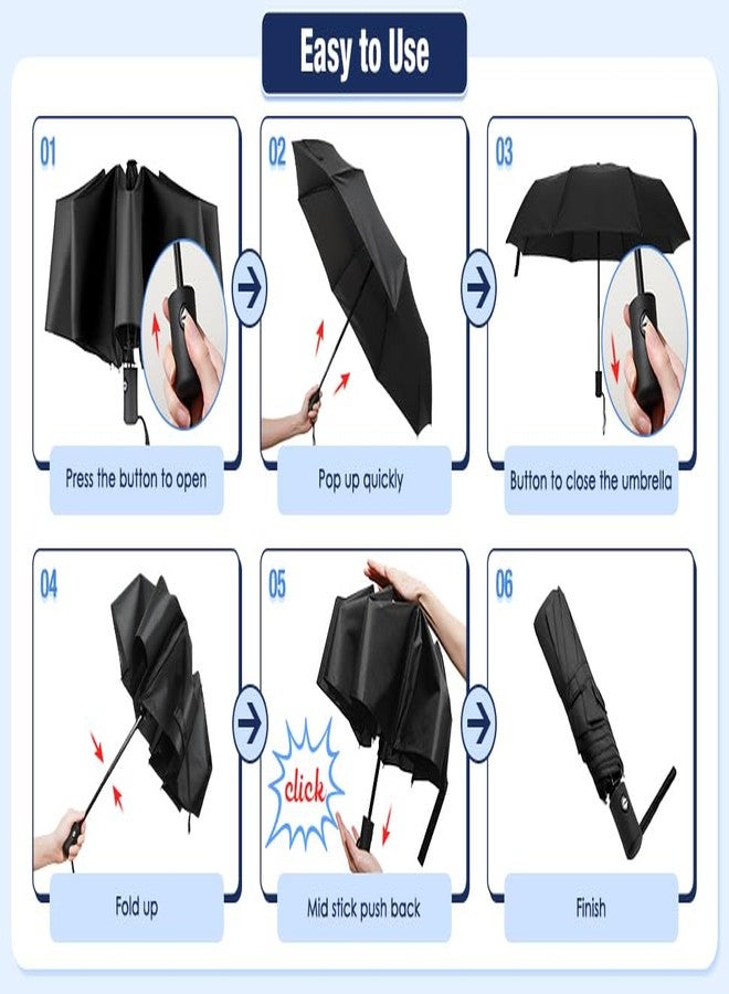 KINJAL MAX UmBbrella for Women Auto Open Close Lightweight UmBbrella for Men 3 Fold UmbrEella for Rain Windproof Compact Automatic Strong Steel Shalf Perfect for Car Purse MULTIColor - Image 2