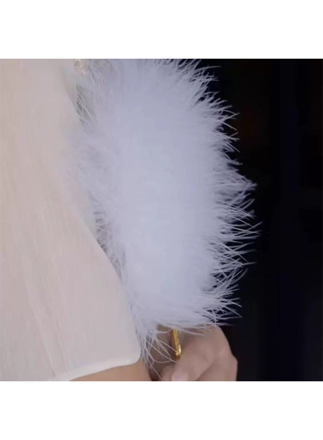 Unewshi Feather Hand Fan,White Feather Fan Handheld for Party Wedding Dancing Decoration super fairy style fan, creative handheld fan,goddess, photography, photography, performance, dance props. - Image 4