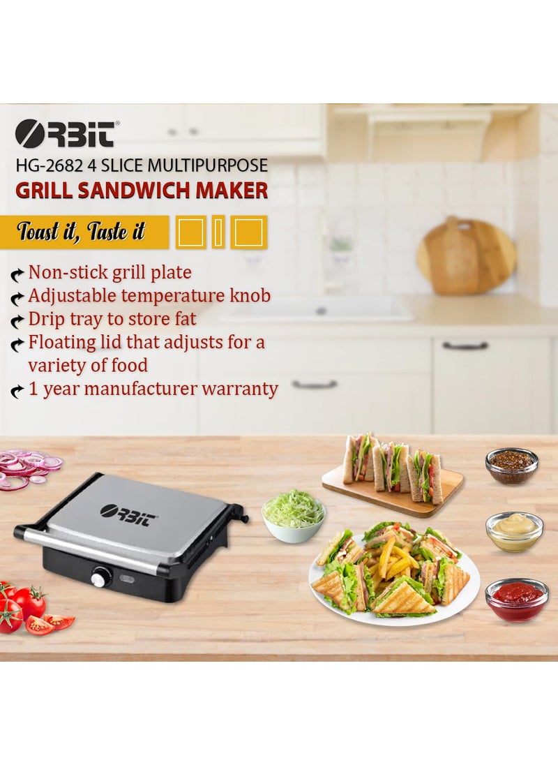 ORBIT - Orbit HG2682 4 slice Multipurpose Grill sandwich maker 1800W 1 year repair warranty - Image 1