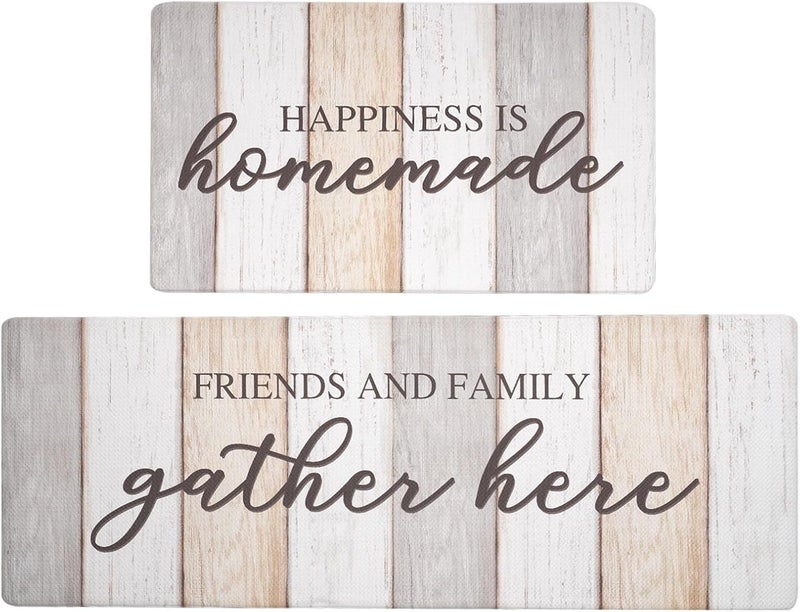 Fresh Mint Anti Fatigue Kitchen Mats for Floor 2 Piece Set Waterproof & Non-Skid Traditional Farmhouse Kitchen Rugs Standing Cushion Comfort Kitchen Runner,17x30+17x47 - Image 1
