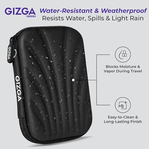 GIZGA essentials Hard Drive Case Shell, 6.35cm/2.5-inch, Portable Storage Organizer Bag for Earphone USB Cable Power Bank Mobile Charger Digital Gadget Hard Disk, Water Resistance Material, Black - Image 4