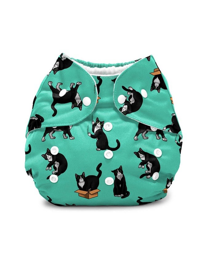 WIRESTER Baby Cloth Diaper One Size Adjustable Washable Reusable Cloth Pocket Diaper for Baby - Black White Tuxedo Cat Playful Postures - Image 1