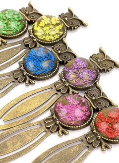 SYOSI Metal Bookmark Clips Vintage Owl Dried Flower Mixed Color Bookmark Pendant Tray Kit Elegant Metal Bookmark for Kids Birthday Party Favors Student Teacher 6PCS  - Image 5