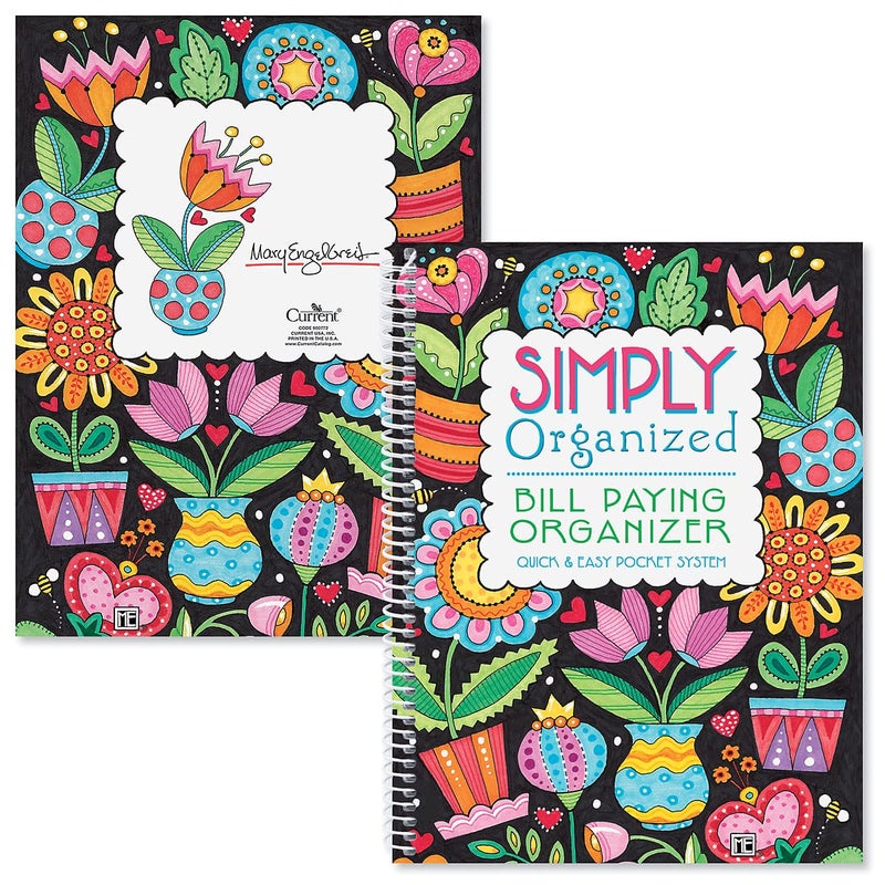 Current Mary Engelbreit Bill Paying Organizer Book - 9" x 12â€ Personal Account Book, Spiral Bound, 14 Storage Pockets, 32 Label Stickers, Monthly Finance & Payment Management Tracker for Home & Office - Image 4