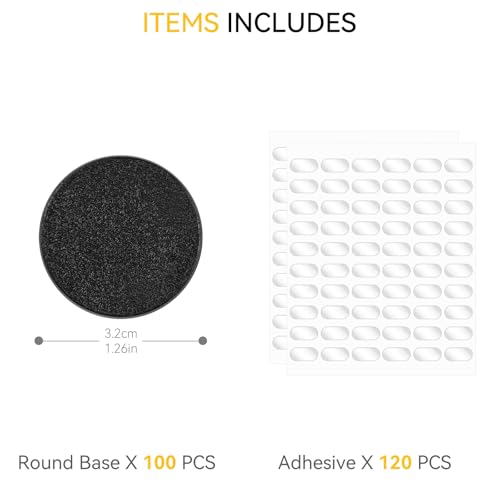 FIGURESLAB 100PCS Miniature Bases with 120PCS Adhesive 32mm126inch Black Round Plastic Model Bases for Gaming Miniatures or Wargames Boardgaming Table Games - Image 5