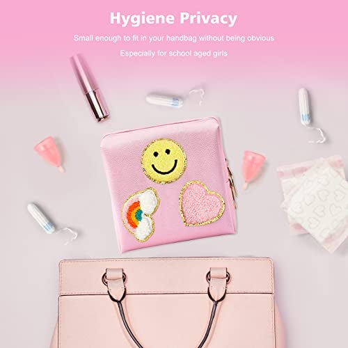 airogym Period Bag for Women, Sanitary Napkin Storage Bag, Functional PU Leather Sanitary Pad Bags for Panty Liners, Tampons, Menstrual Cup Pouches, Sanitary Pads Organizer with Zipper - Image 5