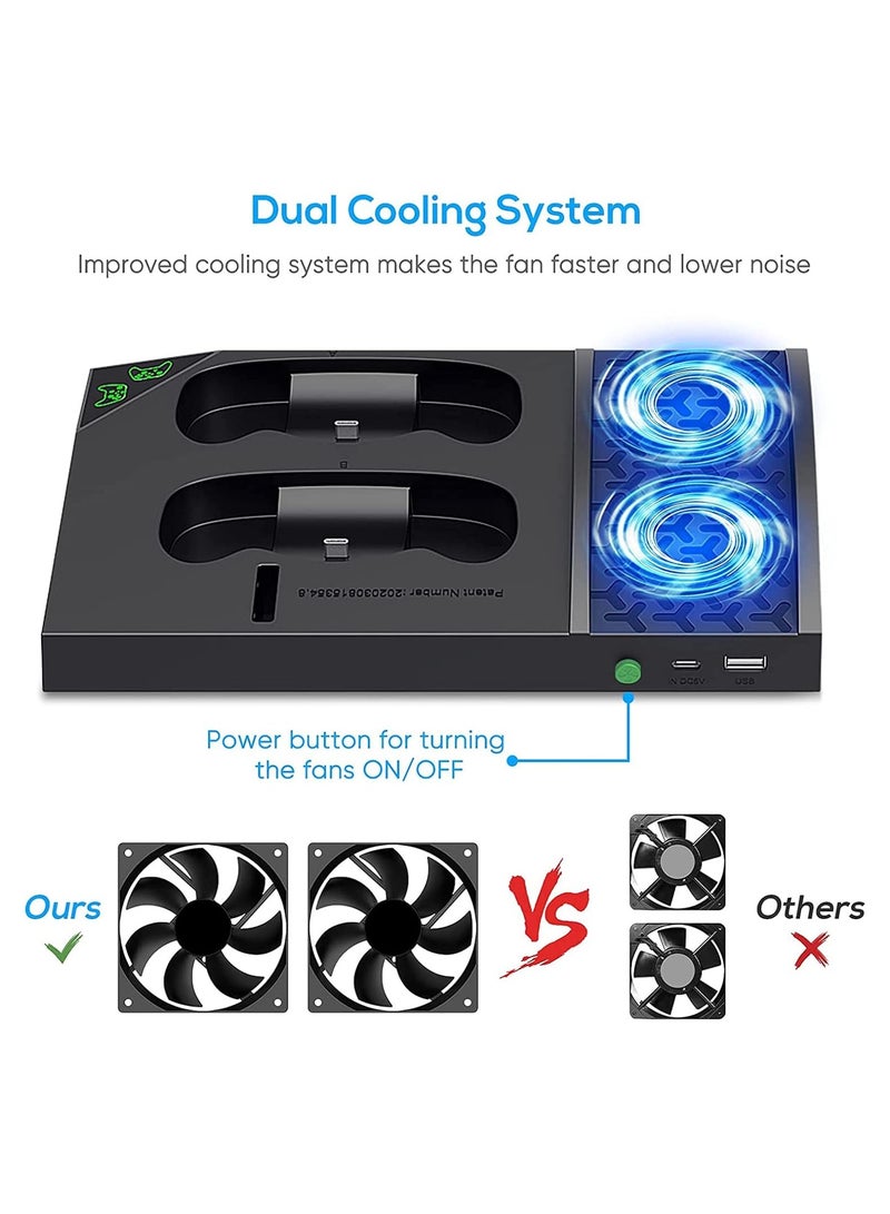 Cooling Fan Stand Compatible with Xbox Series S with 2x1400 mAh Rechargeable Battery, Vertical Charging Station Docking Accessory with Controller Charger Port - Image 4