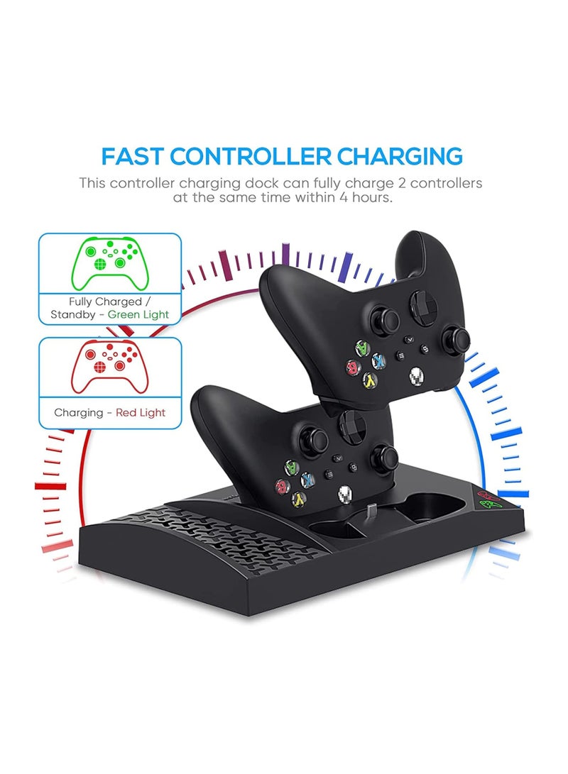 Cooling Fan Stand Compatible with Xbox Series S with 2x1400 mAh Rechargeable Battery, Vertical Charging Station Docking Accessory with Controller Charger Port - Image 3