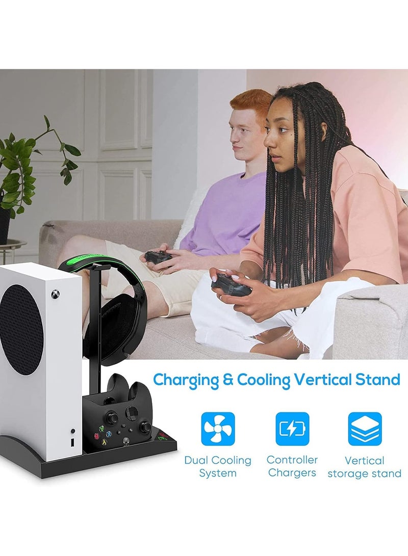 Cooling Fan Stand Compatible with Xbox Series S with 2x1400 mAh Rechargeable Battery, Vertical Charging Station Docking Accessory with Controller Charger Port - Image 5