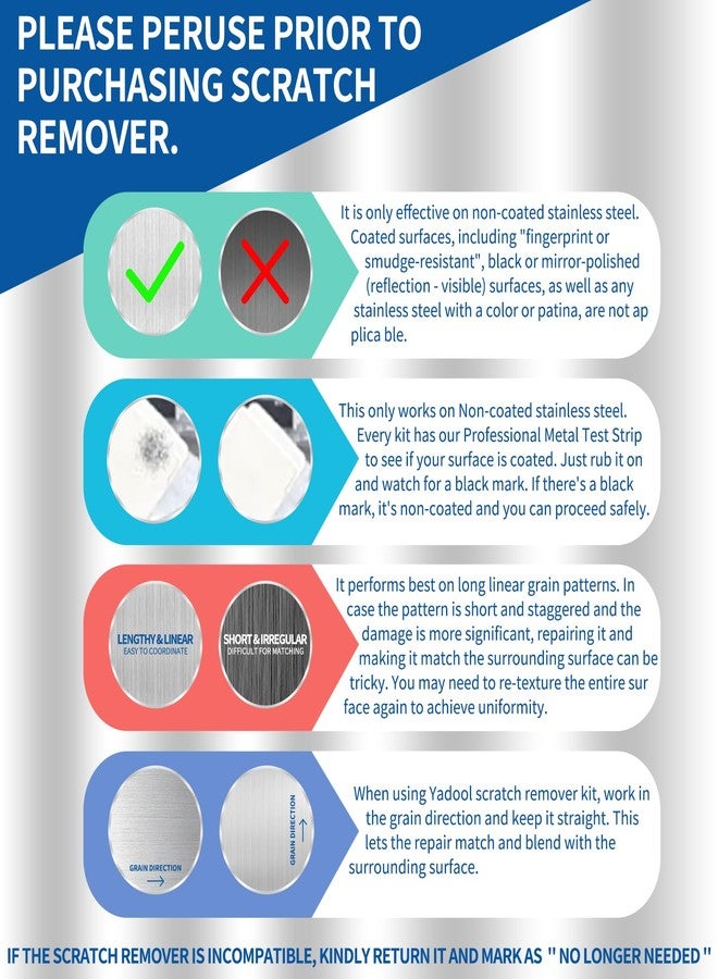 Yadool Stainless Steel Scratch Remover Kit, Suitable for Sinks & Appliances Scratch Repair & Polish, Used for Non-Coated Stainless Steel & Easily Remove Rust, Discoloration - Image 4