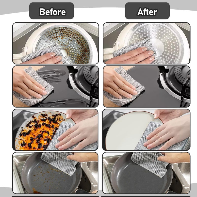 XANGNIER 10 Pcs Multipurpose Wire Dishwashing Rags for Wet and Dry,2024 New Multifunctional Non-Scratch Wire Dishcloth,Wire Cleaning Cloth,Non Scratching Metal Wire Rag for Kitchen,Counter,Dishes,Sink - Image 4