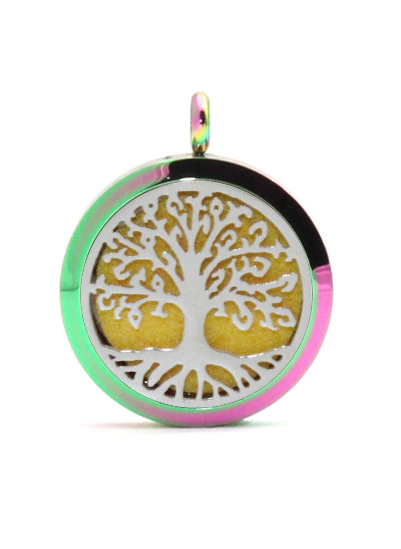 Generic Life Tree Pendant Aromatherapy Locket Necklace Color plated steel sheet 30mm 