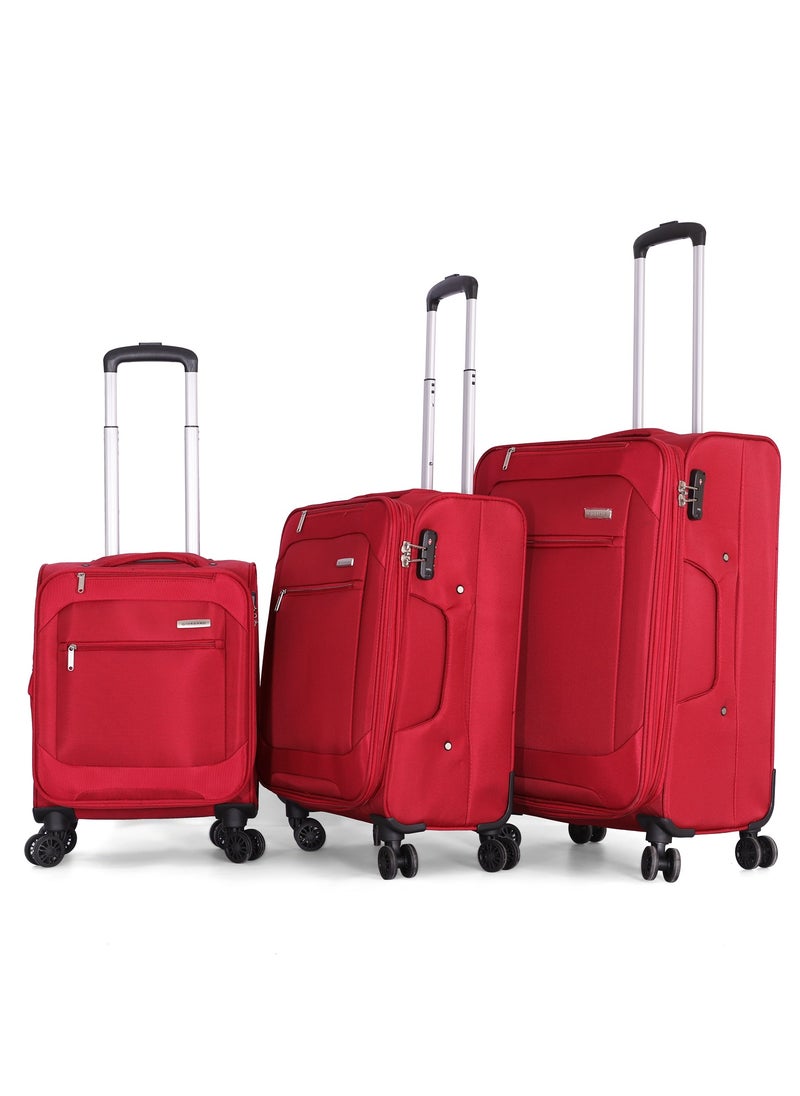 GIORDANO Giordano Trolley Bags 3 PCS Set Softside Suitcase,Red  - Image 1