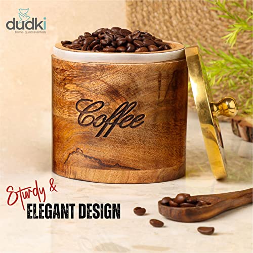 dudki Mango Wood Canister Sets Airtight With Lids Storage Container For Coffee Tea Sugar Kitchen Counter Top, Set Of 3, Brown - Image 3
