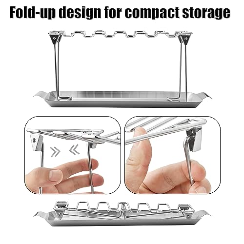 RTT Chicken Leg Rack for Grill with Drip Tray - Easy to Use 12 Slots Chicken Wing Rack - Premium Stainless Steel Chicken Drumstick Rack for Smoker - Chicken Drumstick Holder for Grill Accessories - Image 5