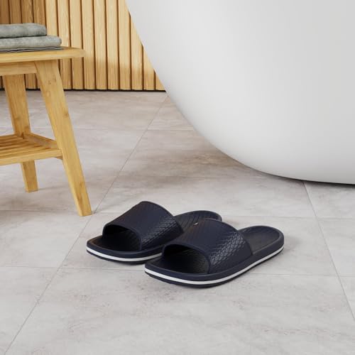 FUNKYMONKEY Mens Bathroom Shower Slippers Indoor Home Beach Non Slip Sandal (11 M US, Navy/MB) - Image 2