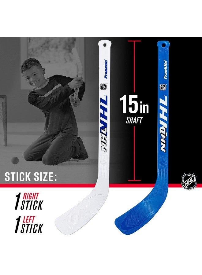 فرانكلين سبورتس مجموعة هوكي NHL الصغيرة من Franklin Sports - تتضمن مرمى هوكي للركبة - 2 عصا هوكي صغيرة + 2 كرة إسفنجية - مرمى هوكي صغير داخلي + مجموعة عصي - Image 4