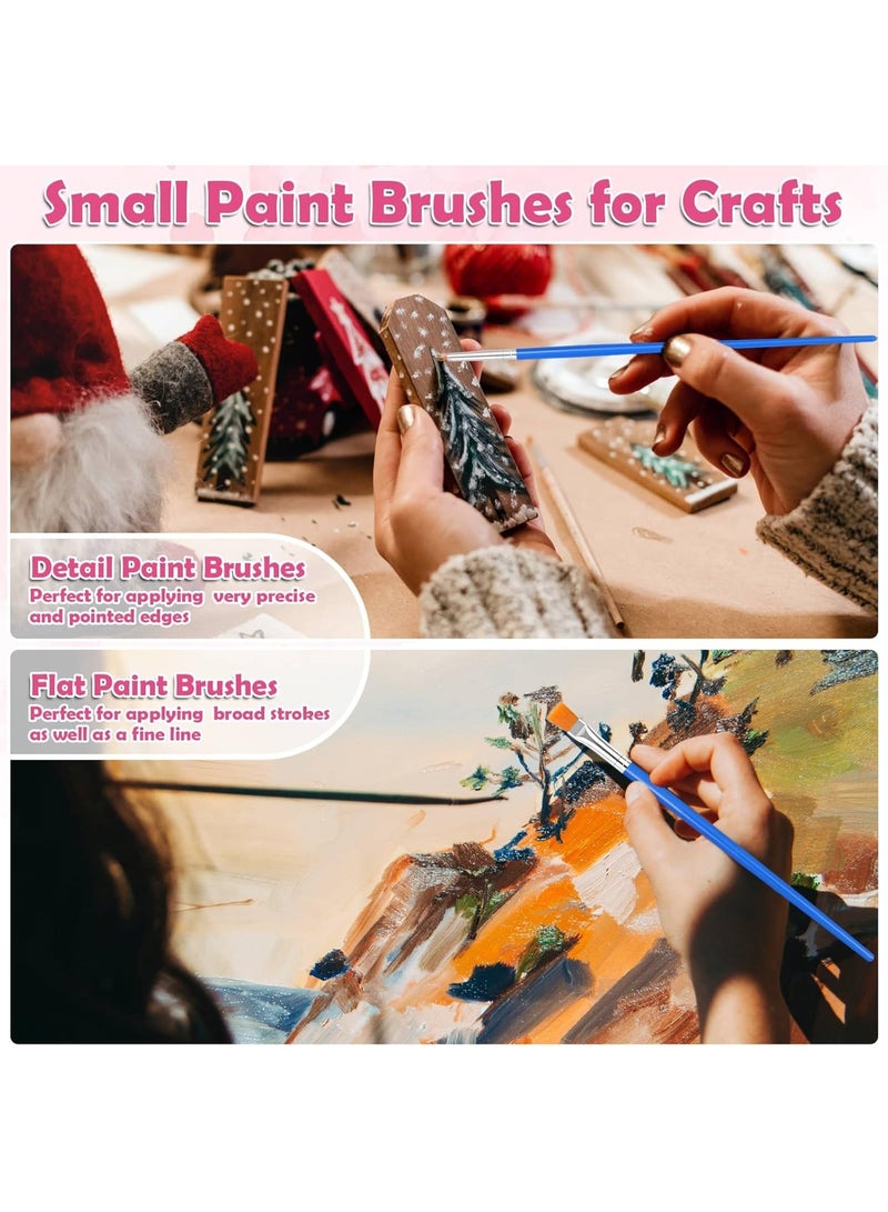 HZYH 40 Pcs Paint Brushes Set, Detail Paint Brushes, 17cm Small Nylon Brushes, 20 Flat and 20 Round Tips, Acrylic Paint Brushes for Kids, Watercolor, Oil Painting, Craft, Model Painting - Image 5